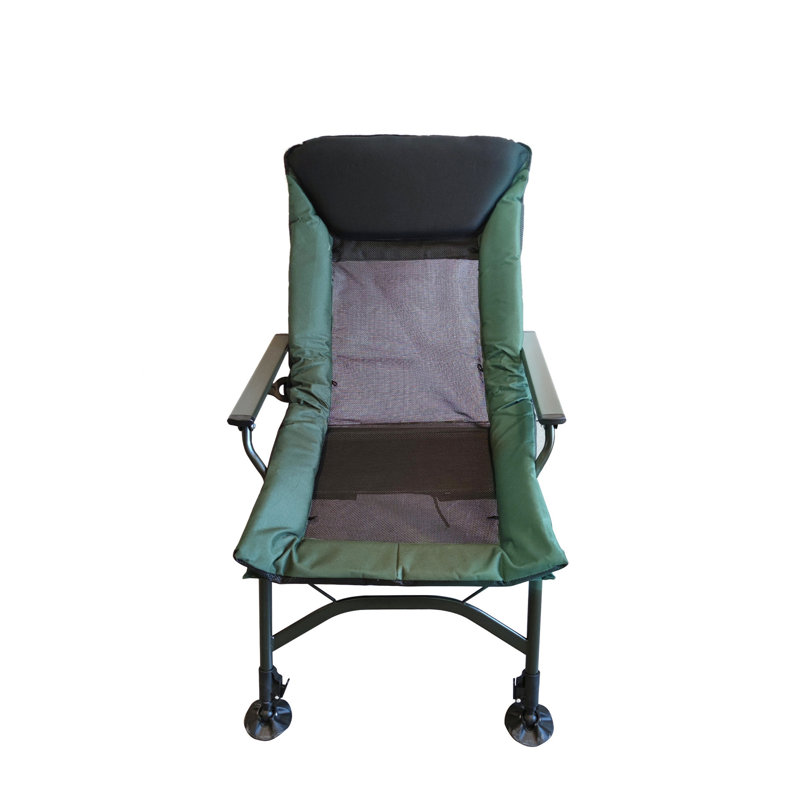 Chaise de camping portative avec coussinets réglables et rembourrés à 360 pieds pour accoudoirs d'extérieur pliables noirs