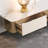 Olenolin 78.74'' Modern Media Console For TVs Up To 65" With A White Gloss Burnt, Faux Marble Countertop With Gold Stainless Steel With 4 Drawers