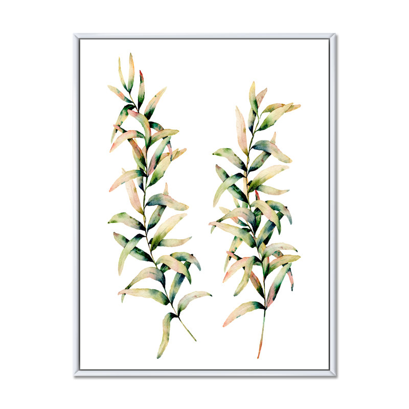 Branches d'automne - Peinture sur toile, Cadre flottant blanc, H 20 po x l 12 po x P 1po