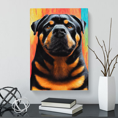 Rottweiler In Colour - Wrapped Canvas