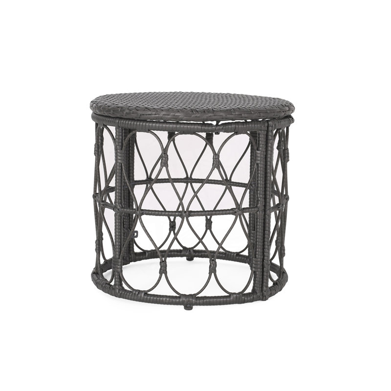 Wicker Weave Side Table, Gray