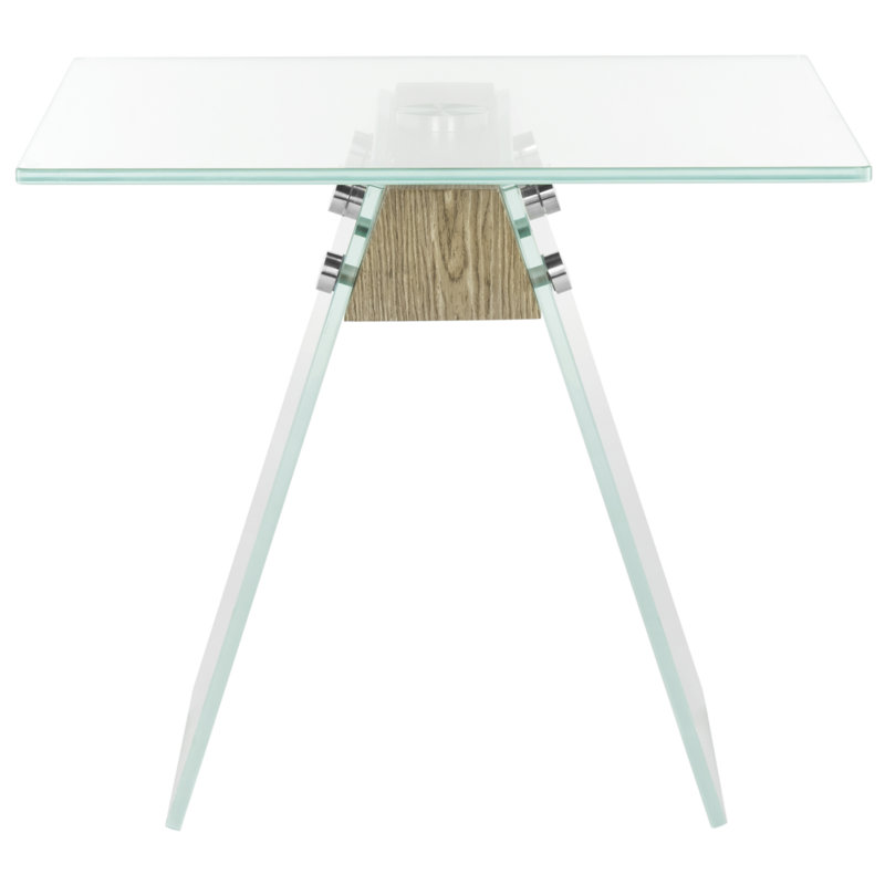 Benner Glass Top Cross Legs End Table