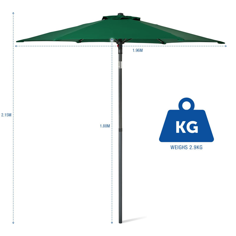 196cm Beach Parasol, Green