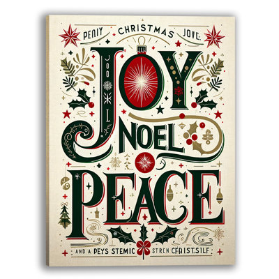 Impression rétro sur toile, "Vintage Holiday", Joy, Noel and Peace
