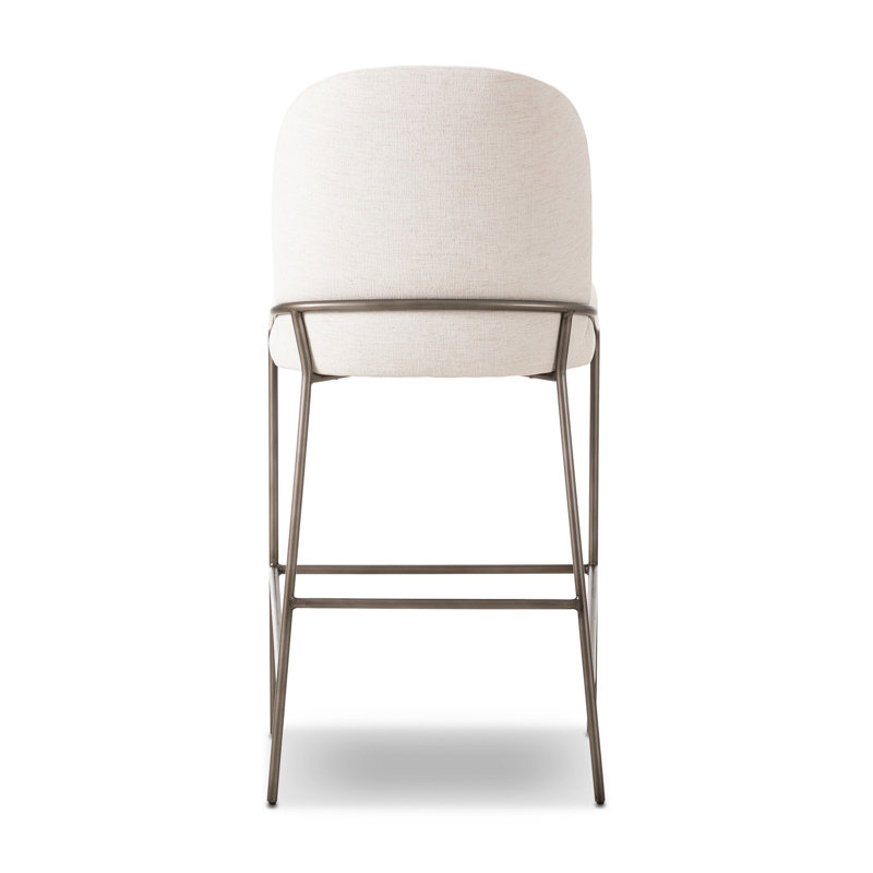 Astrud Upholstered Stool with Metal Frame, Counter Stool (25" Seat Height), Polyester Blend White
