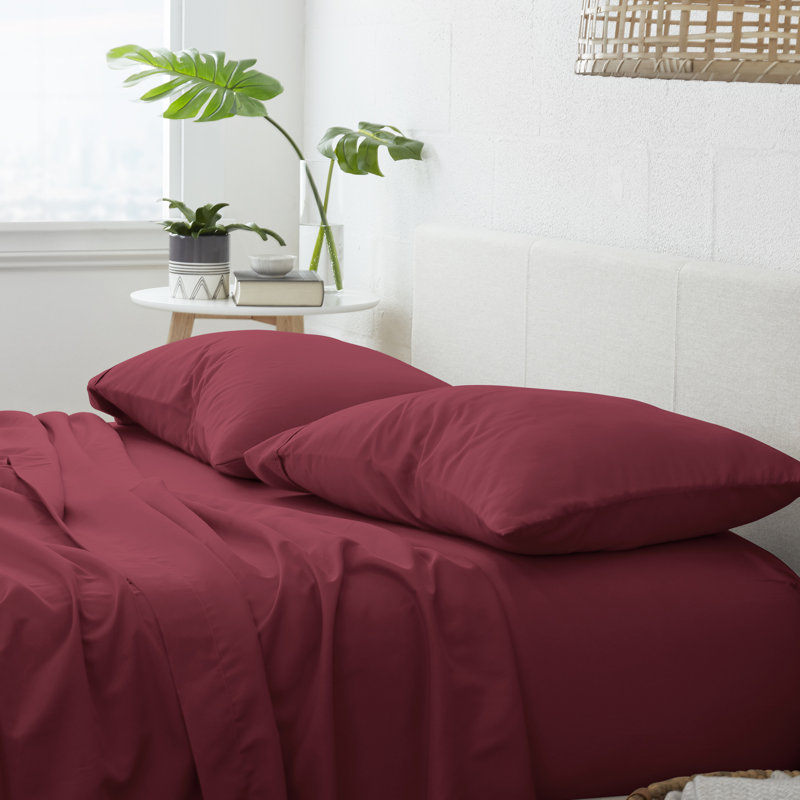 Premium Double-Brushed Pillow Case Set, Burgundy, King