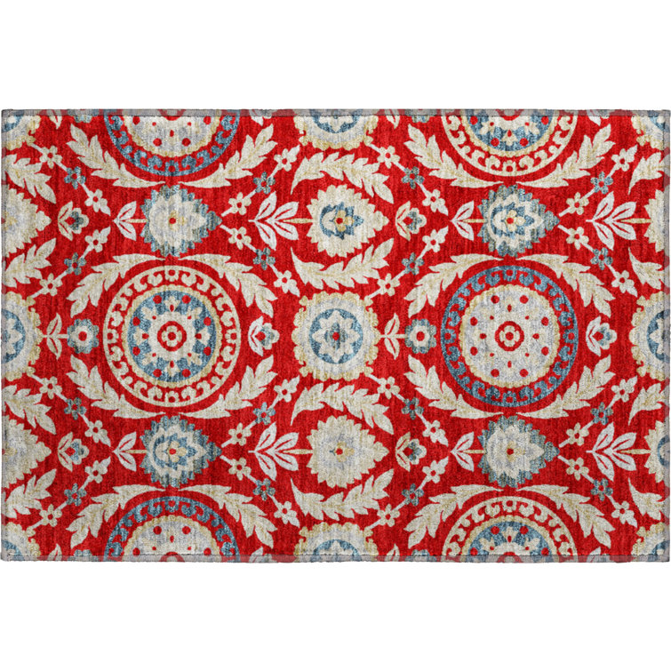 Premium Machine Washable Prisco Red Rug