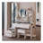 Full Body Mirror Cabinet + Round Mirror LED Vanity Table + Cushioned Stool, With 2 AC + 2 USB Power Station,17" Diameter LED Mirror, Touch Control, 3-Color, Brightness Adjustable, Large Desktop-1083313654