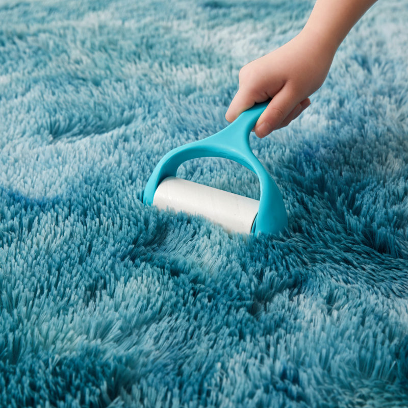 Standard Shaggy Tye Dey Teal Cozy Non-Slip Area Rug , Rectangle 80 x 150cm