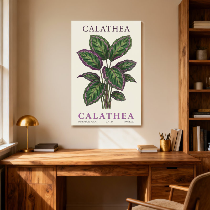 Plantes et fleurs, motif de plantes tropicales Calathea, H 20 po x l 30 po