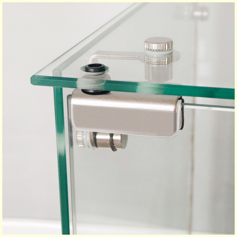 Vitrine moderne en verre trempé avec bande lumineuse à DEL Bluetooth, Noir