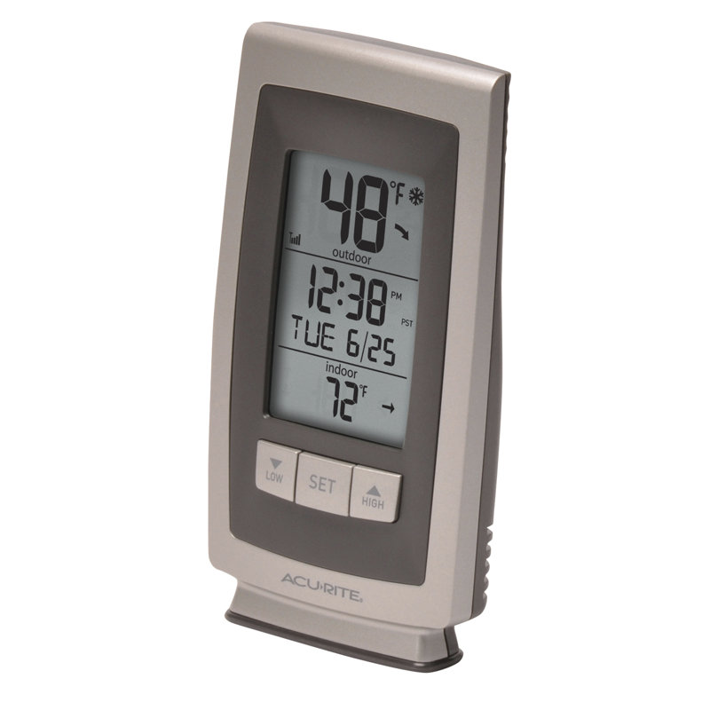 Thermomètre numérique intérieur / extérieur sans fil avec horloge, jour, mois et date AcuRite (00754)