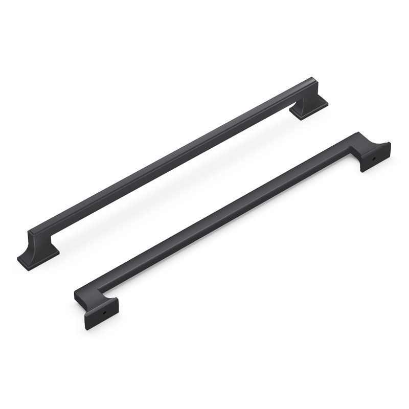 Brownstone Collection Handle Pull - Cabinet Pull - Transitional Hardware for Drawers & Cabinets, 12", Matte Black