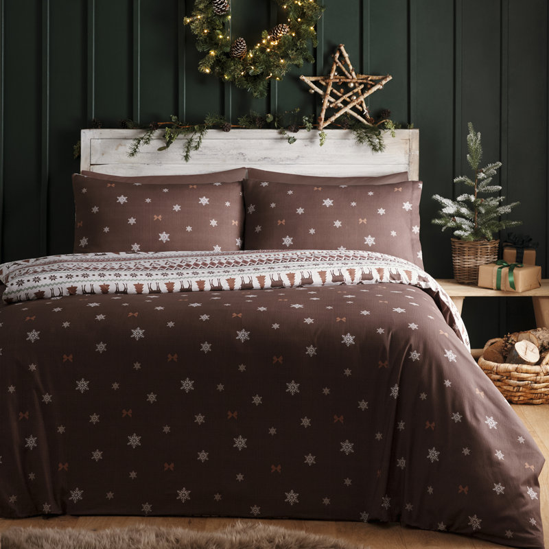 Fusion Christmas Fairisle Duvet Cover Set Natural, King Size Bed (230 x 220 cm)