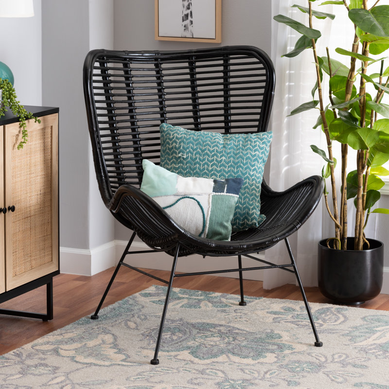 Greta Rattan Accent Chair, Black