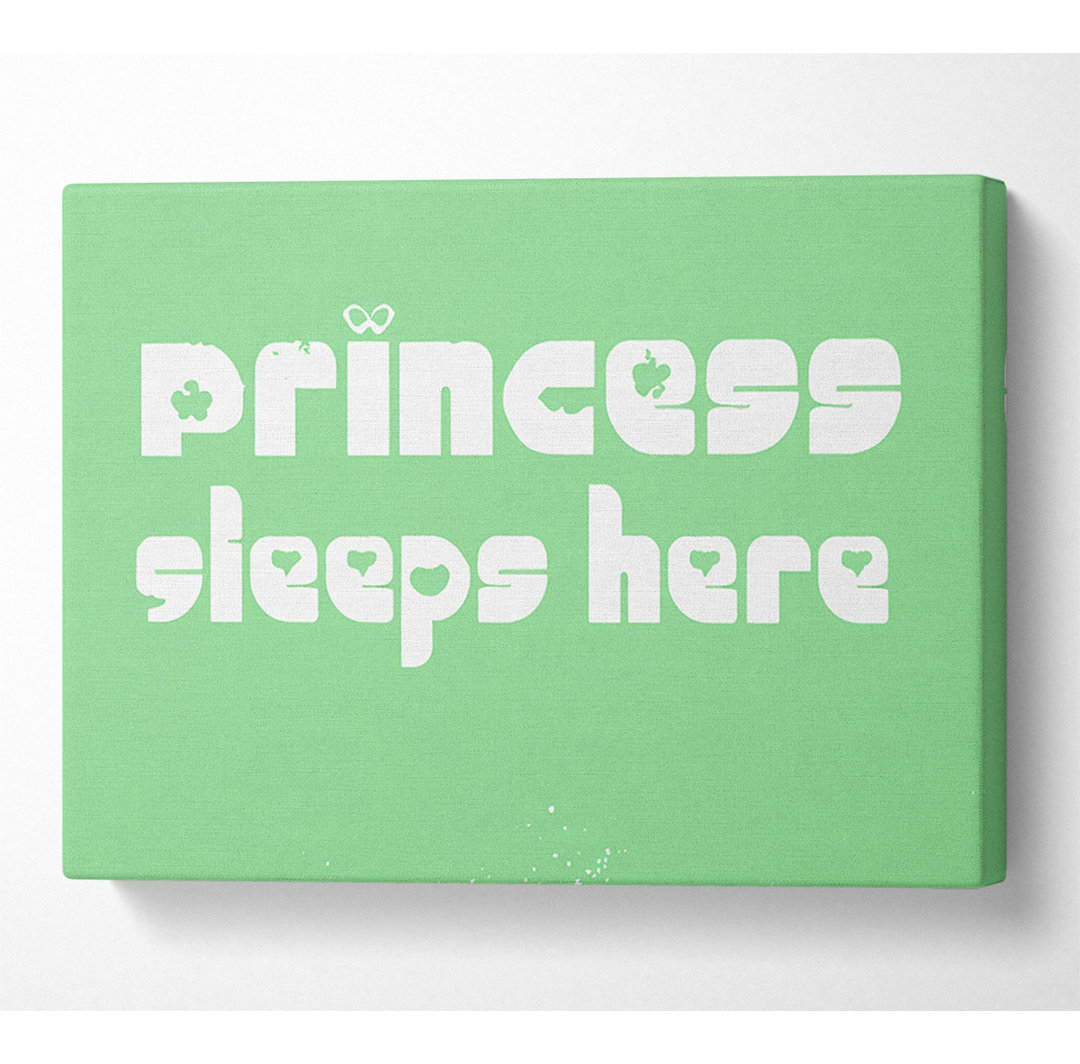 Kinderzimmer Zitat Prinzessin schläft 2 Grün - Wrapped Canvas Typografie