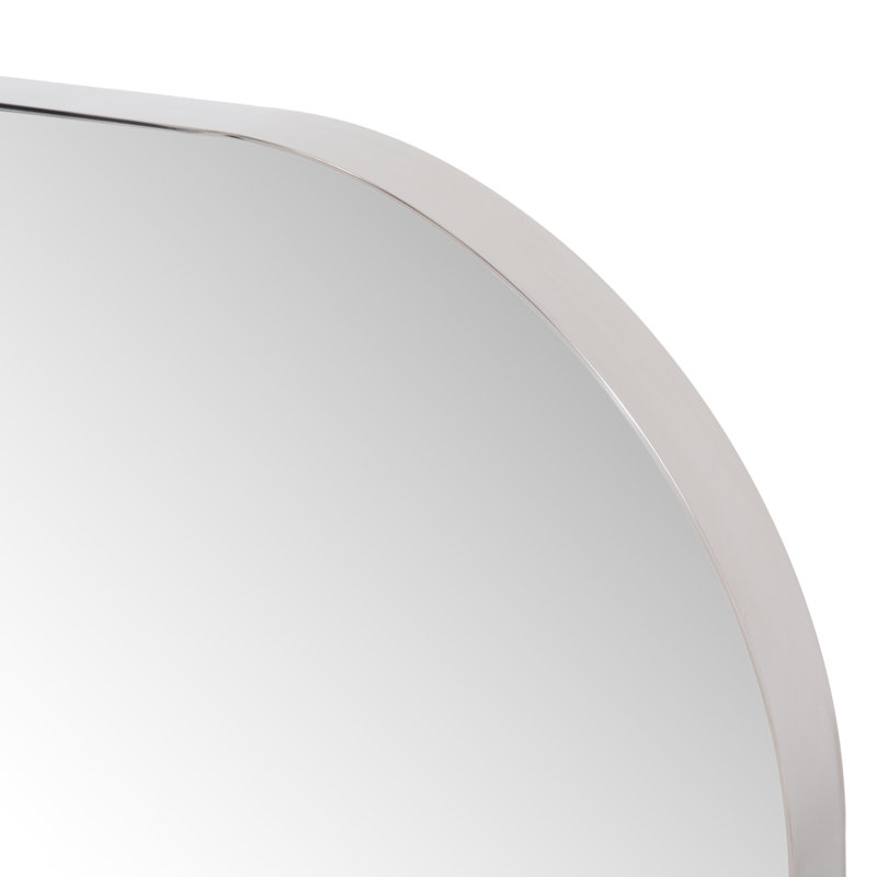 Bellvue Flat Metal Wall Mirror, 47.25" x 47.25", Shiny Steel