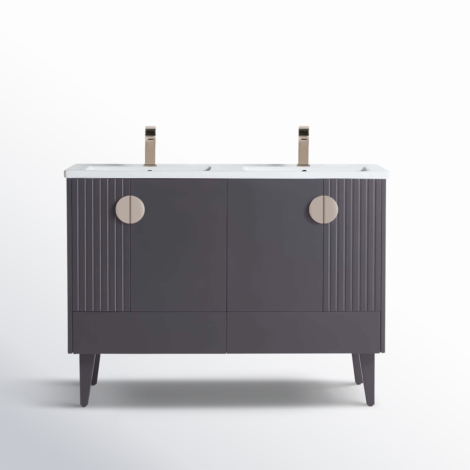 Saimah 47.25'' Double Bathroom Vanity, Rock Gray, Satin Nickel