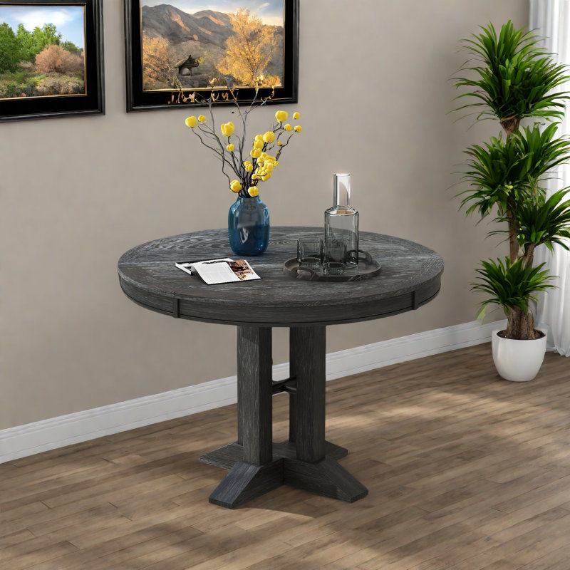 Table ronde extensible pour table de salle à manger Farmhouse, Noir
