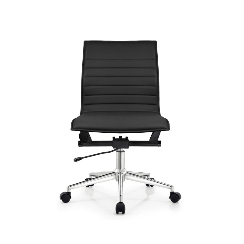 Crowther Mid Century Modern Contemporary Ergonomic Office Chair Modern Wide Armless With Wheels Pads Arm  Swivel Adjustable Executive Pads Seat