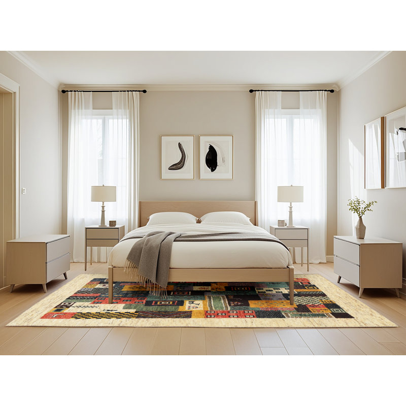 Tapis beige/brun/gris contemporain, Rectangle 5 pi x 8 pi