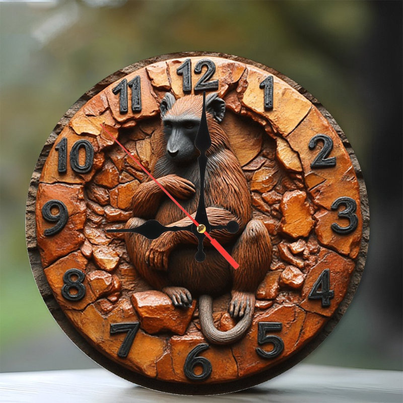 Horloge murale en bois babouin