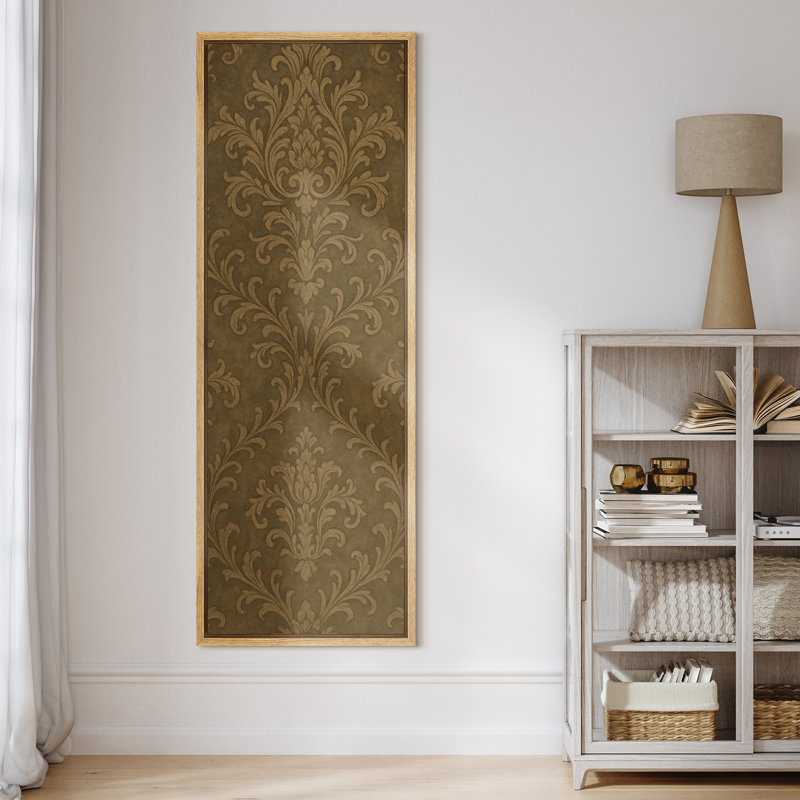 Art mural rétro avec motif damassé rétro, Naturel, H 60 po x l 20 po x P 1,5 po