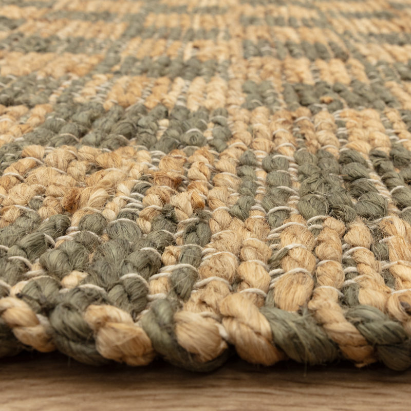 Merrisa Jute Checker Area Rug, Rectangle 120 x 170 cm, Green