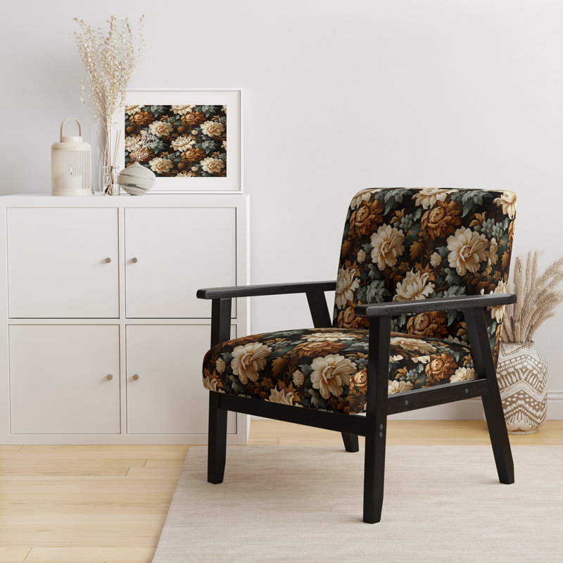 Chaise d'appoint florale Cobalt, Motif victorien élégant brocart rustique IV