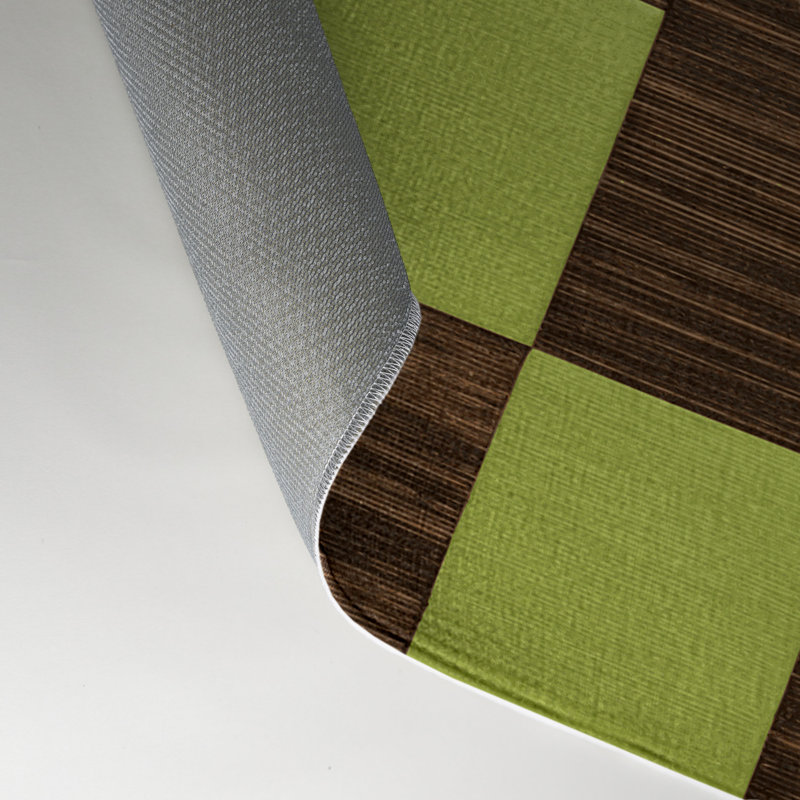 Tapis d'intérieur et d'extérieur à carreaux vert, Rectangulaire 3 pi x 5 pi