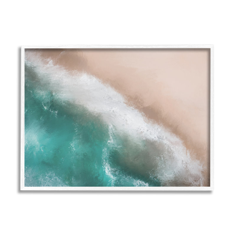 Bb-390-Vue aérienne en mousse de plage encadrée sur bois par Marcus Prime, impression, H 16 po x l 20 po x P 1,5 po