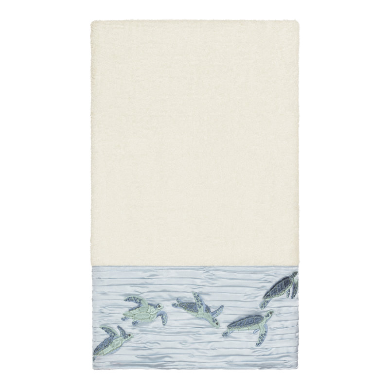 Serviette de bain en coton turc à ornements Mia, Crème