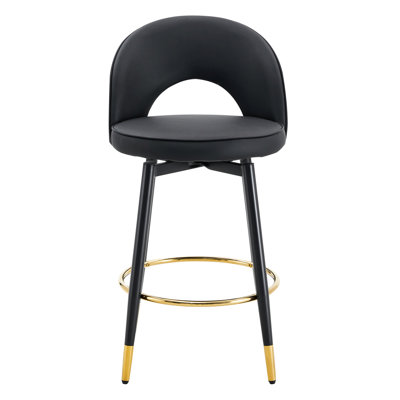 Of 2 360° Rotatable Bar Stools, Modern Pu Upholstery And Black Metal Frame, For Multiple Uses In Home Office, Ergonomic Design, Easy To Assemble Chairs (pair), Seat Legs, Long Hours Various Spaces,