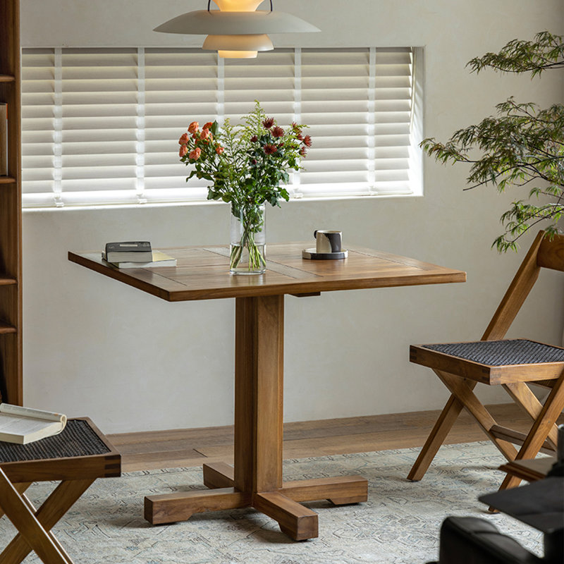 Brown Rectangular Solid Wood Dining table, 29.53"H x 39.37"L x 39.37"W