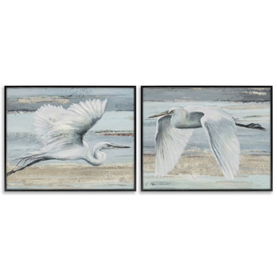 «Soaring Egrets over Shore», ensemble de 2 estampes giclées par Patricia Pinto