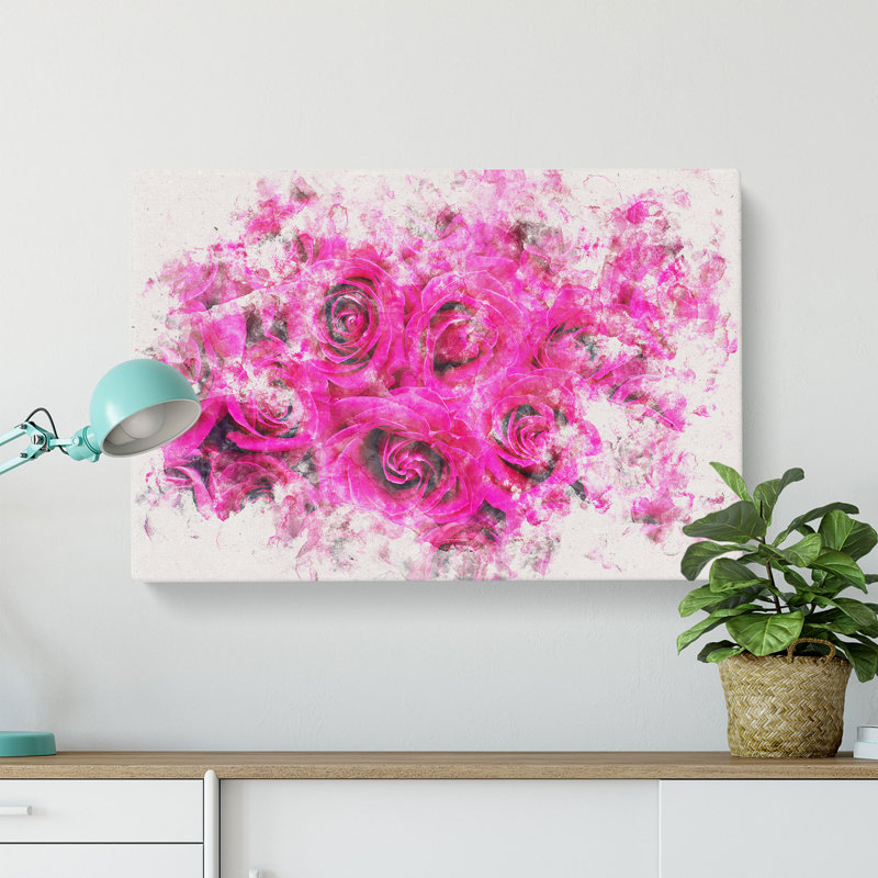 Wall Of Bright Pink Roses - Wrapped Canvas Print, 50cm H x 76cm W x 3cm D