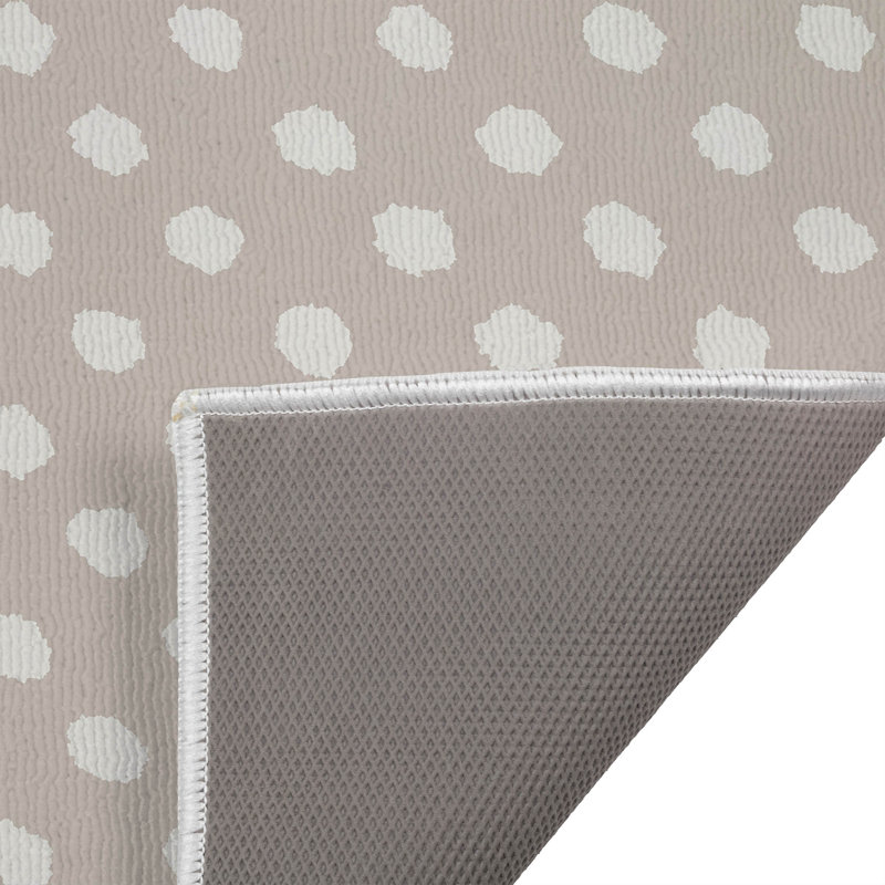 Tapis de toilette rectangulaire antidérapant et absorbant à pois grunge, L 34 po x L 21 po, Taupe