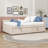 Full Size Upholstered Daybed with L-Shaped Backrest and Twin Trundle-1640239904