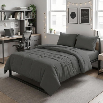 Gray Twin Cotton Washable Duvet Cover Set