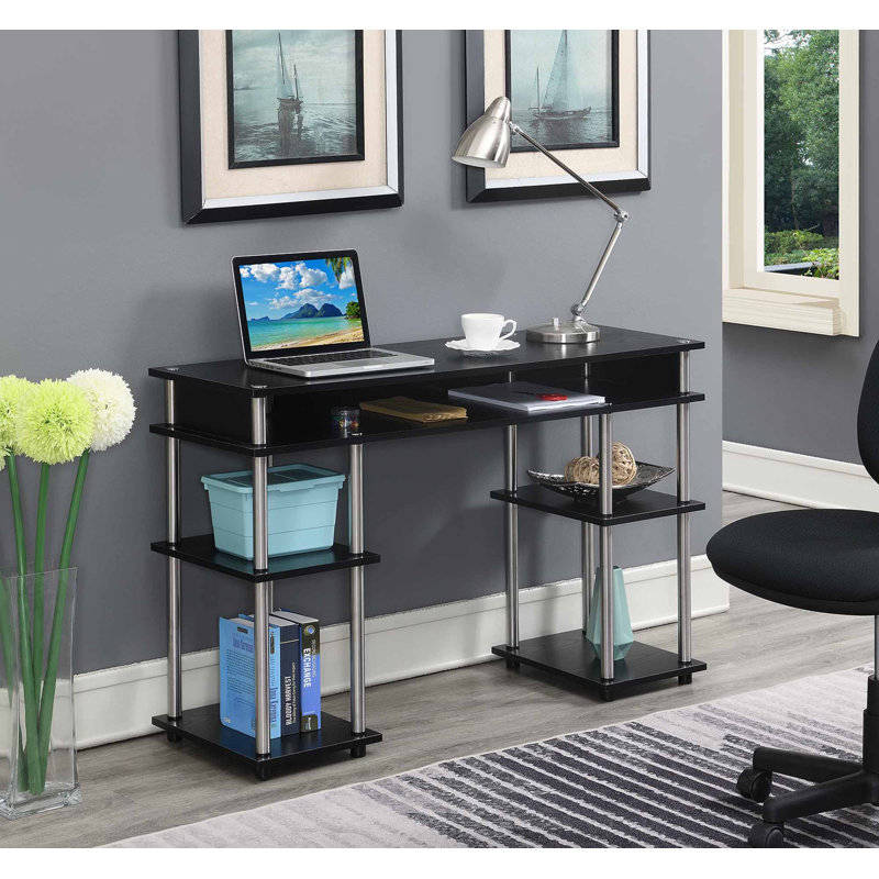 Bureau d'écriture avec tablettes sans outils Edwin, Noir