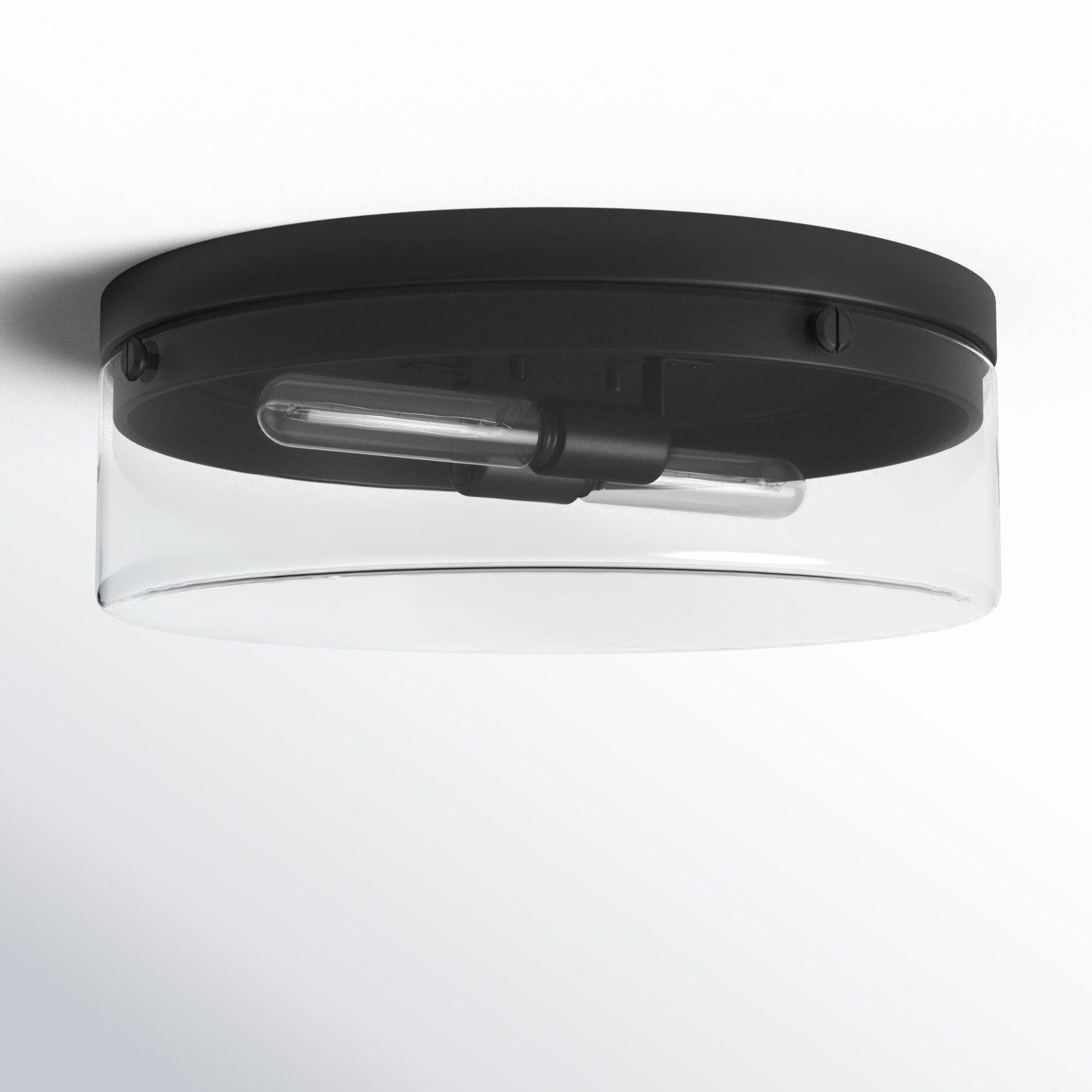 2 Light Glass Flush Mount, 6.5" H x 18.38" W x 18.38" D