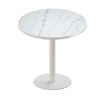 Table de salle à manger ronde moderne avec plateau en pierre Snow Mountain et pieds en titane
