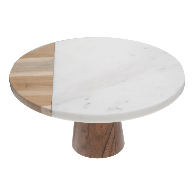 Présentoir à gâteaux en marbre, Blanc / naturel