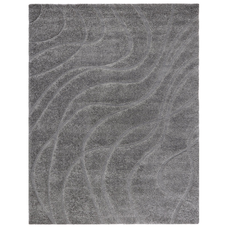 Tapis gris anthracite à motif abstrait Ashal, Rectangle 9 pi x 12 pi
