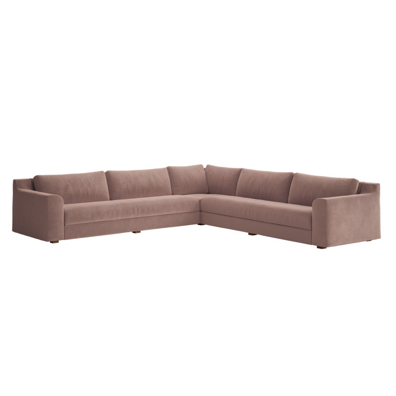 Elevate 126" Corner Sectional, Dusty Rose Recycled Velvet