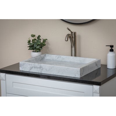 Eden Bath 16'' White/Gray Stone Rectangular Bathroom Sink