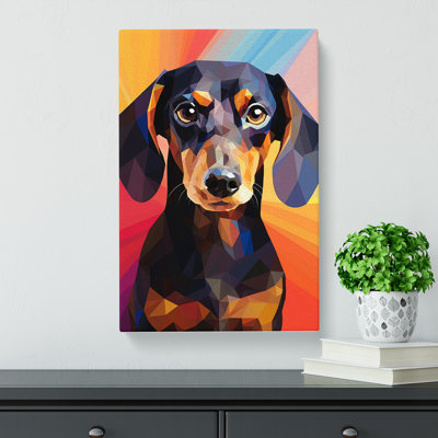Dachshund Geometric - Wrapped Canvas
