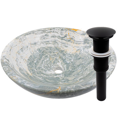 Novatto 17'' Stone Circular Bathroom Sink with Faucet