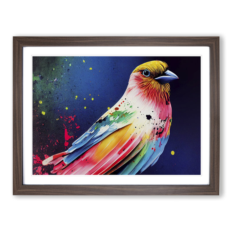 Bird Splash Vol.4 Abstract - Framed Print, 34cm H x 46cm W x 2cm D, Walnut
