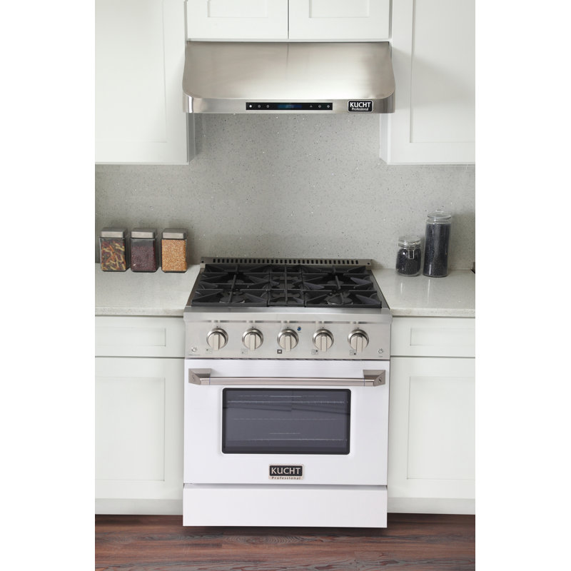 Kucht 30'' W Dual Fuel Free Standing Range, White, Liquid Propane